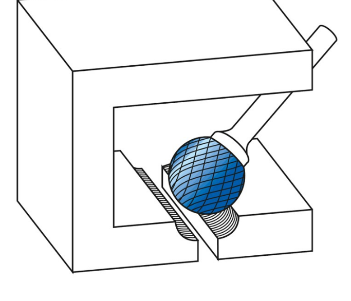 LIMA ROTATIVA DE AÇO DURO, PONTA ESFÉRICA D, KUD, SD..
